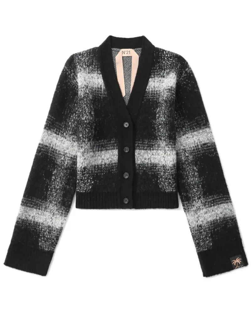 N° 21 Karierter Cropped-Cardigan - Schwarz Schwarz