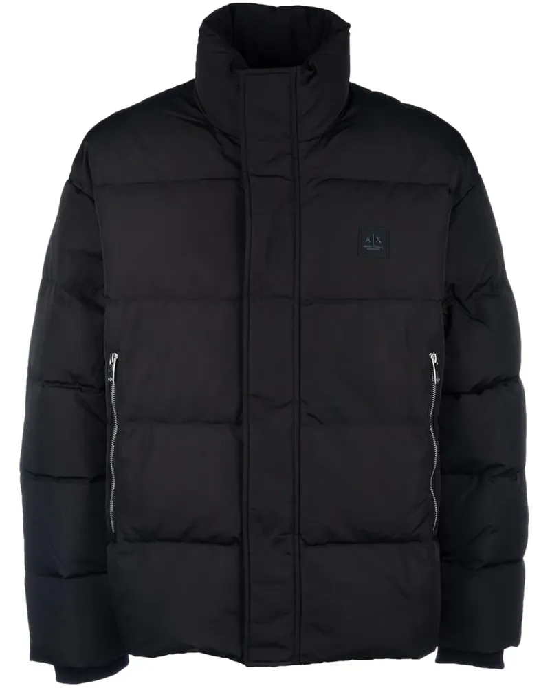 Armani Exchange Gefütterte Jacke mit Logo-Patch - Schwarz Schwarz