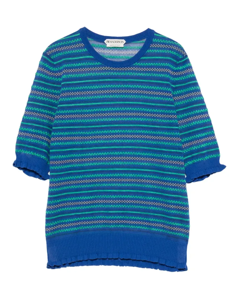 J.W.Anderson Semi-transparentes Top mit Norwegermuster - Blau Blau