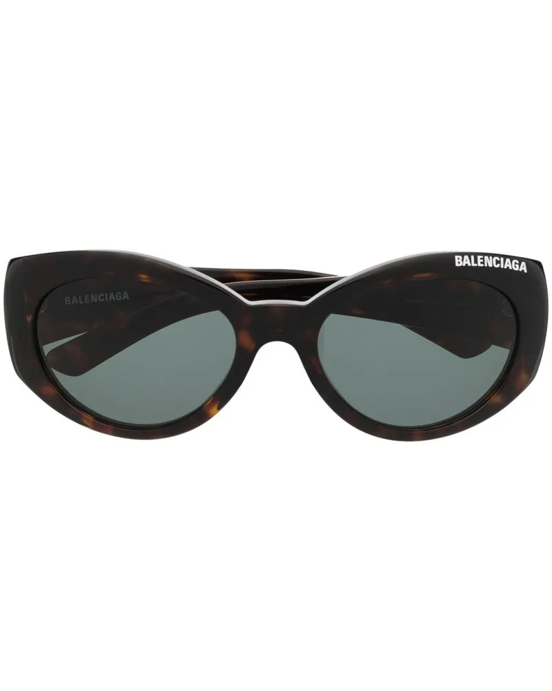 Balenciaga Sonnenbrille mit Logo-Print - Braun Braun