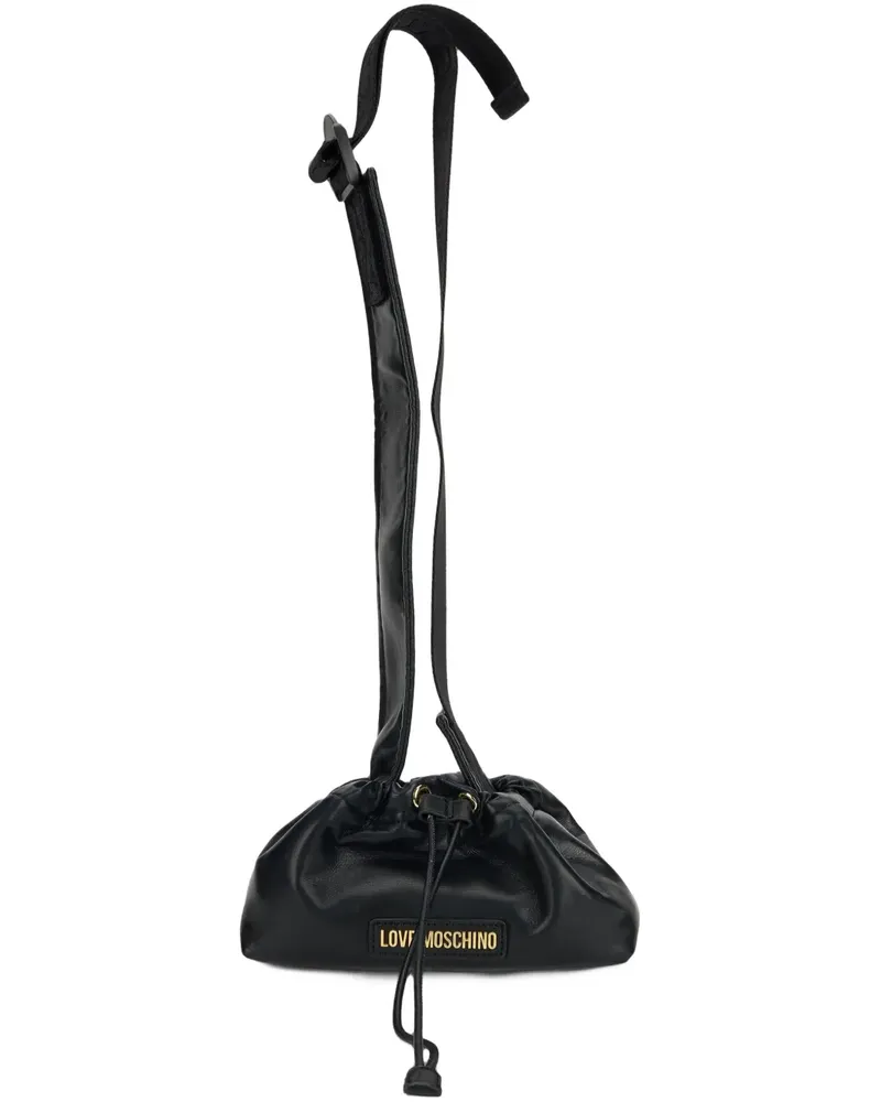 Moschino Schultertasche mit Logo-Schild - Schwarz Schwarz