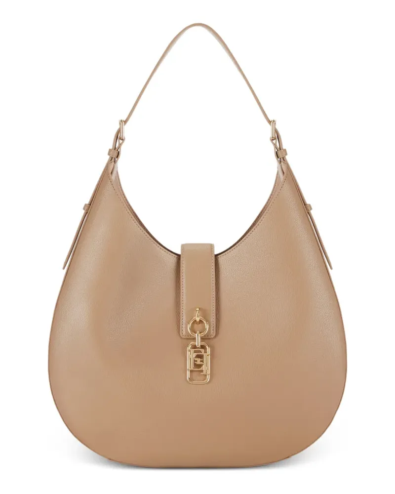 Elisabetta Franchi Schultertasche mit Logo-Anhänger - Nude Nude