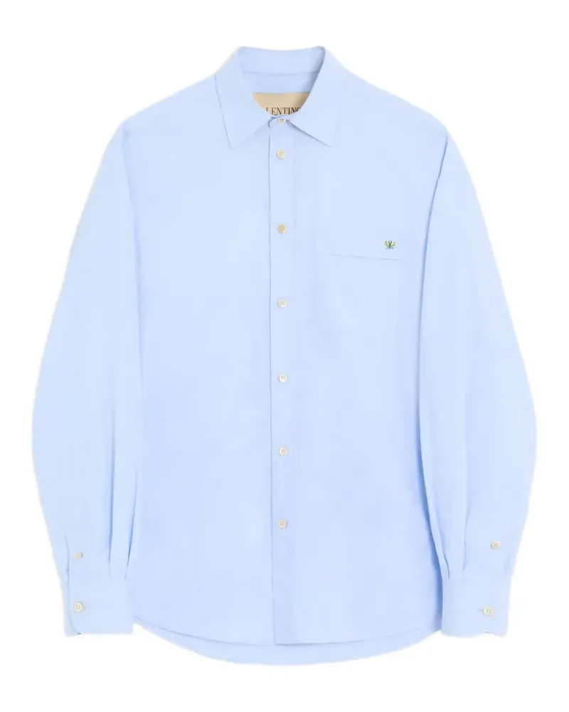 Valentino Garavani Fil-à-fil-Hemd mit Schmetterling-Stickerei - Blau Blau