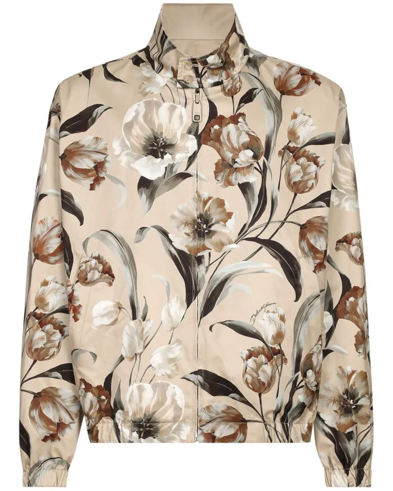 Dolce & Gabbana Wendbare Jacke mit Blumen-Print - Nude Nude