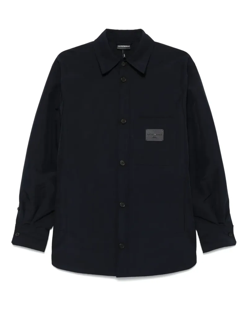 Emporio Armani logo-patch shirt jacket - Blau Blau
