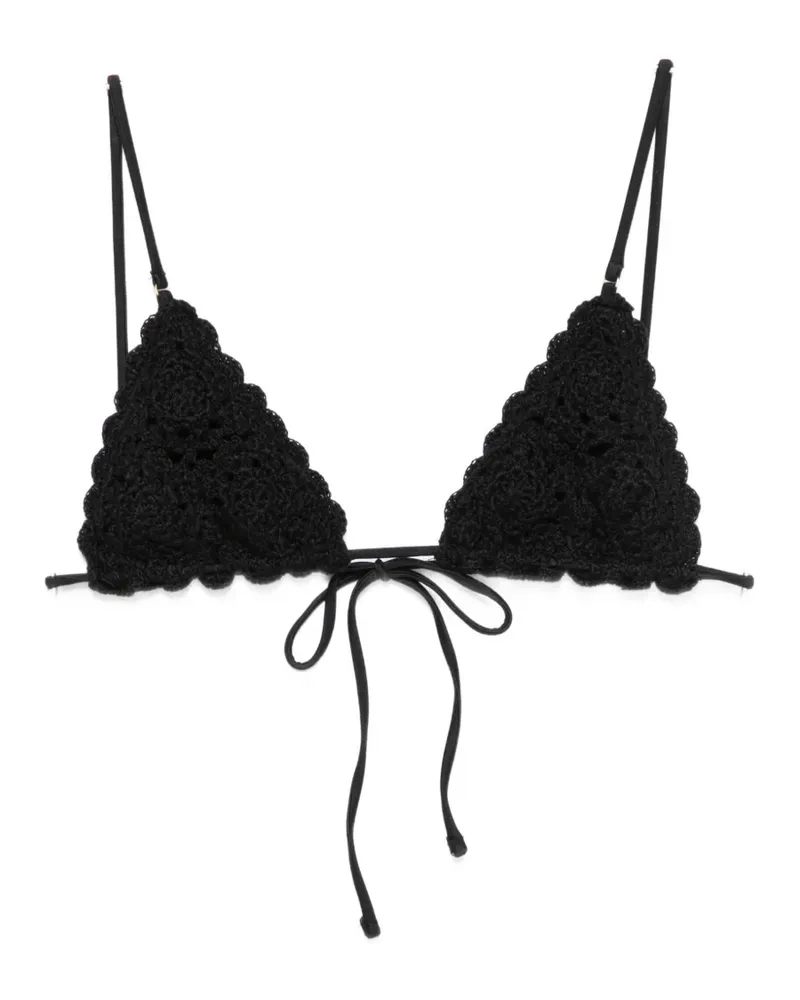 Frankies Bikinis Elena crochet-knit triangle bikini top - Schwarz Schwarz