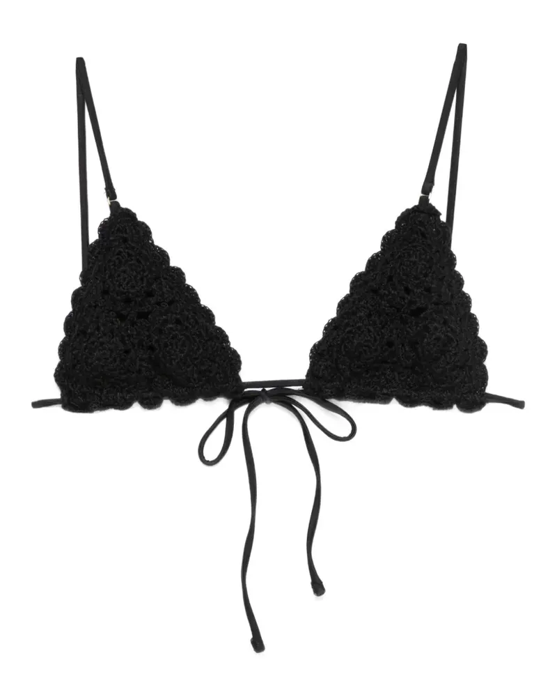 Frankies Bikinis Elena crochet-knit triangle bikini top - Schwarz Schwarz