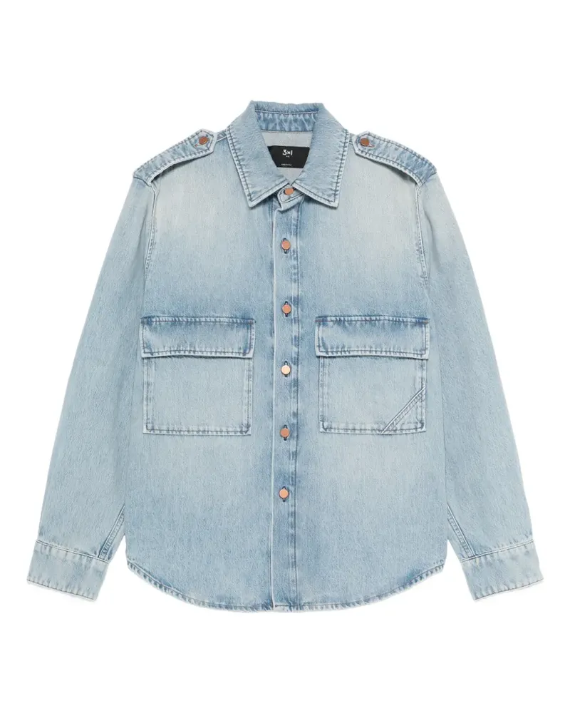 3x1 Kenya button cotton shirt - Blau Blau