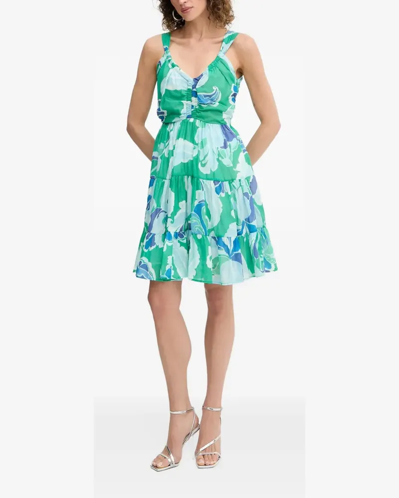 Morgan Gestuftes Minikleid mit Blumenmotiv - Grün Grün