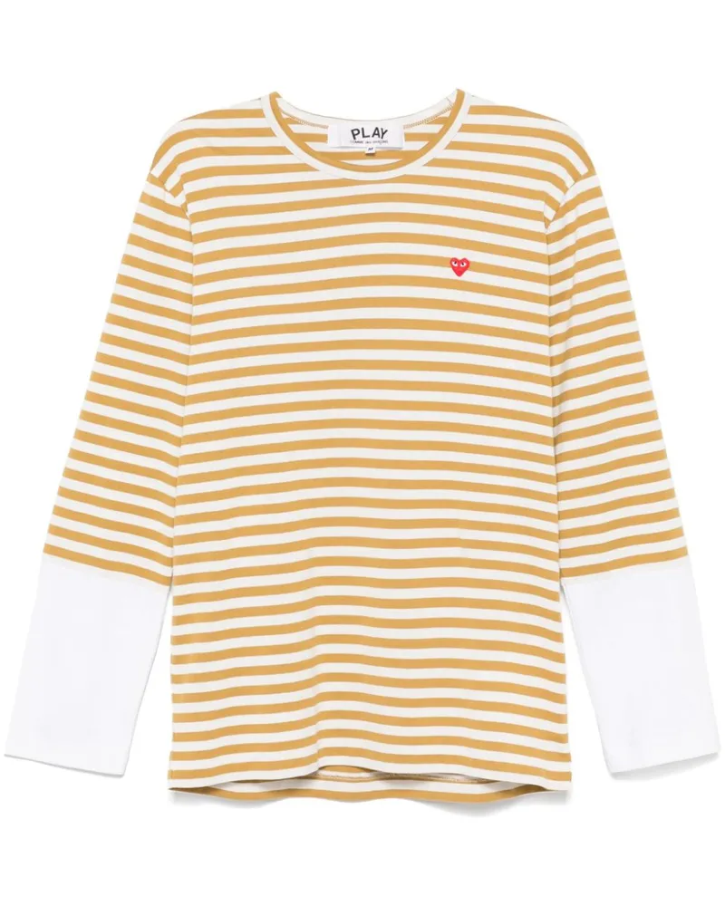 Comme des Garçons Gestreiftes T-Shirt mit Logo-Applikation - Gelb Gelb