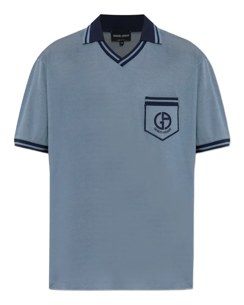 Giorgio Armani Gestreiftes T-Shirt - Blau Blau