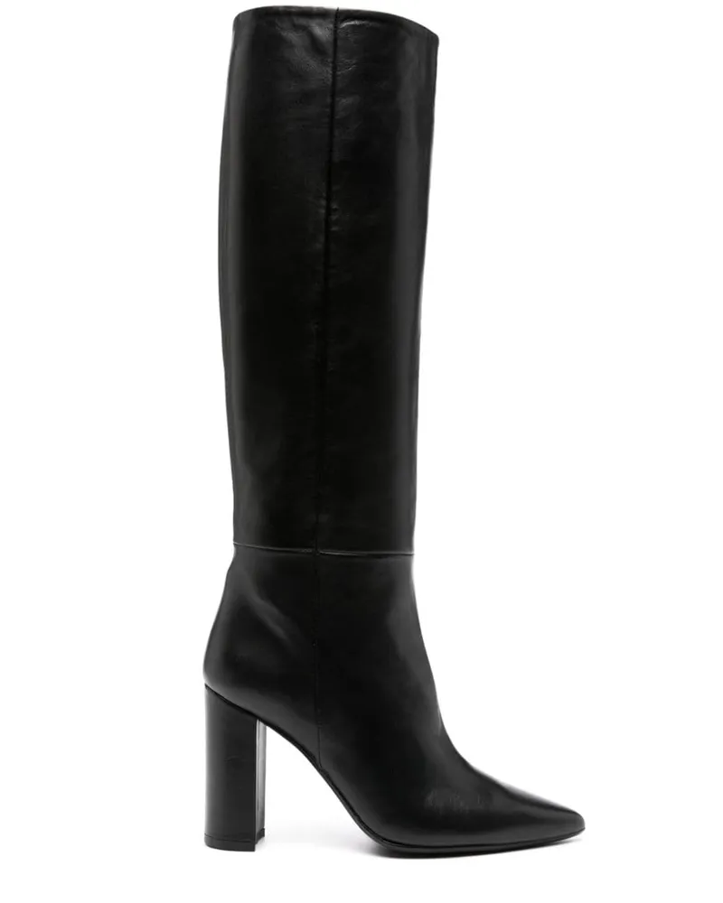Anna F. Stiefel aus Leder 95mm - Schwarz Schwarz
