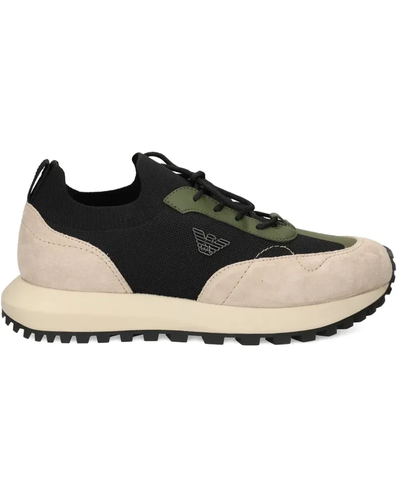 Emporio Armani Gestrickte Sneakers aus Wildleder - Nude Nude