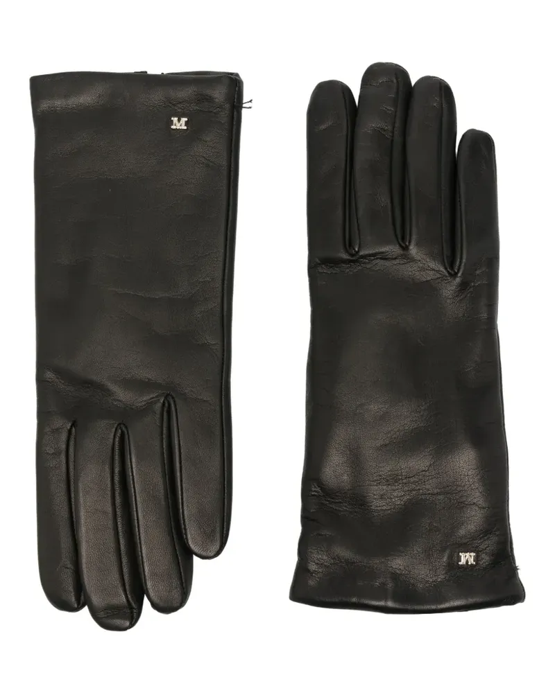 Max Mara Handschuhe aus Leder mit Logo-Schild - Braun Braun