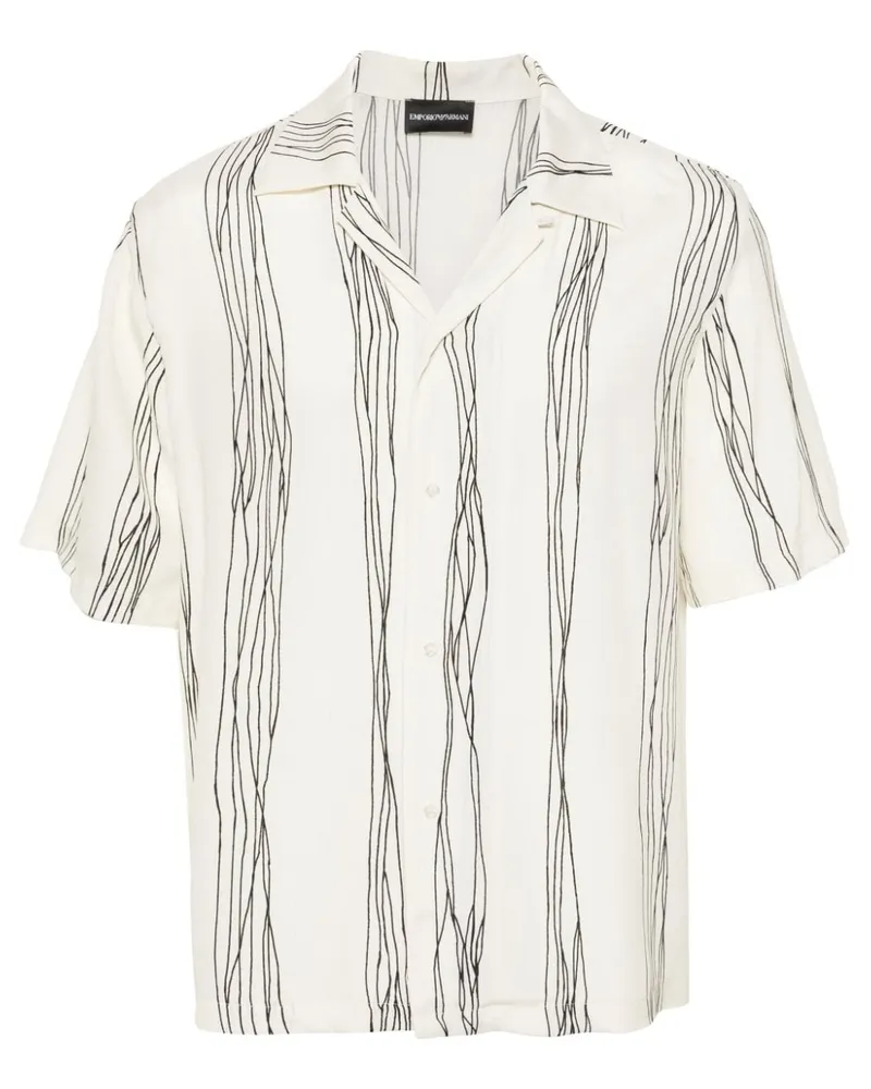 Emporio Armani Bowlinghemd mit abstraktem Print - Weiß Weiß