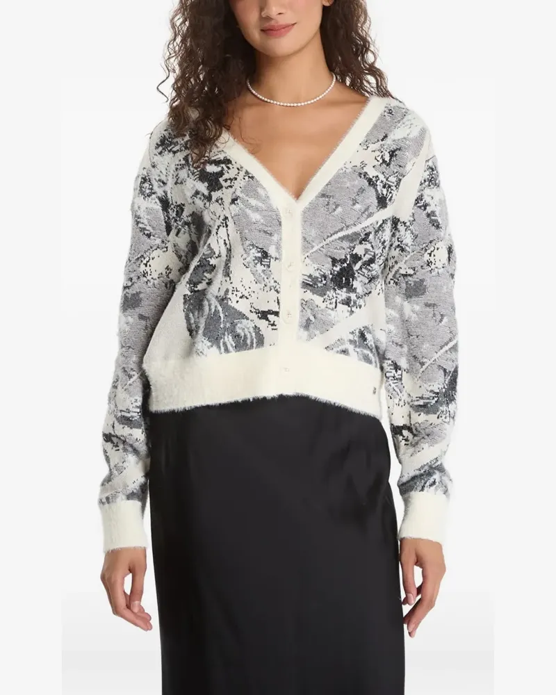 Desigual Cardigan mit abstraktem Print - Weiß Weiß