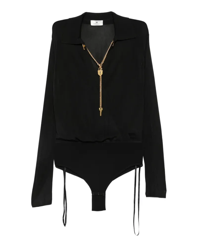Elisabetta Franchi chain-detail long-sleeve bodysuit - Schwarz Schwarz