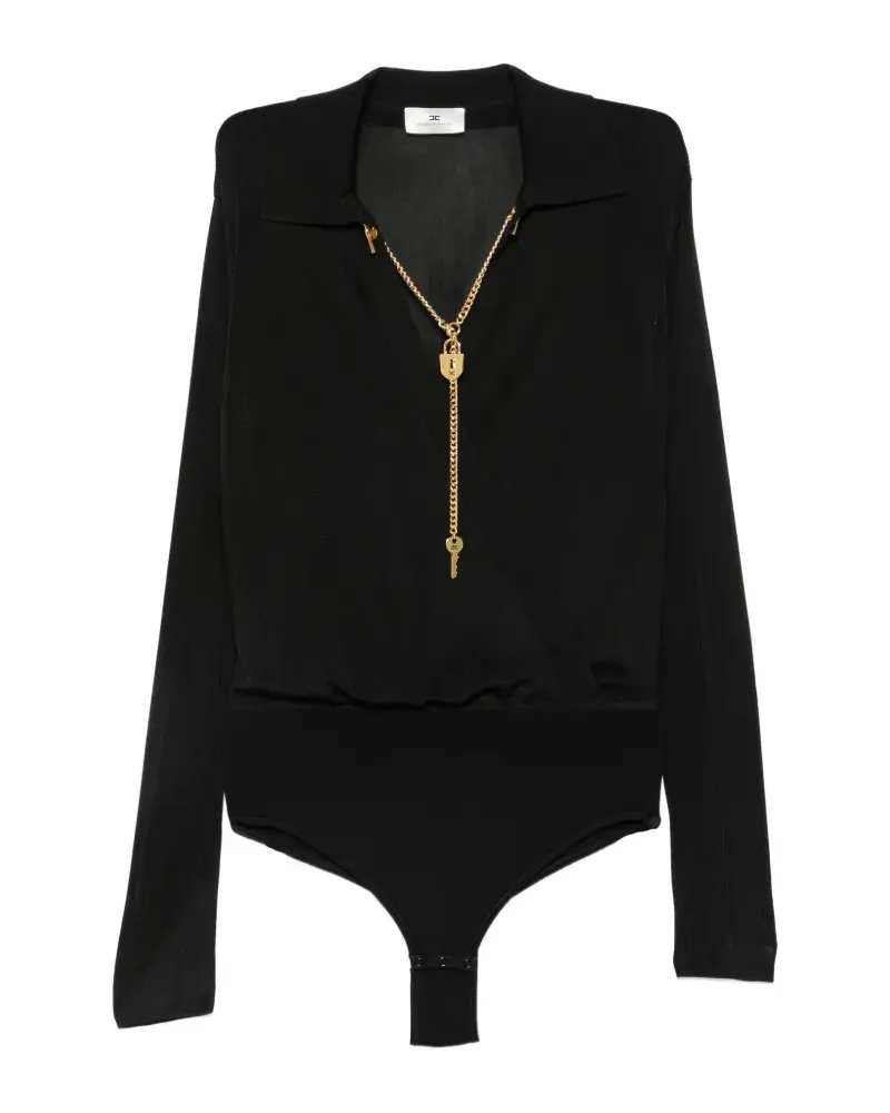 Elisabetta Franchi Langärmeliger Body - Schwarz Schwarz