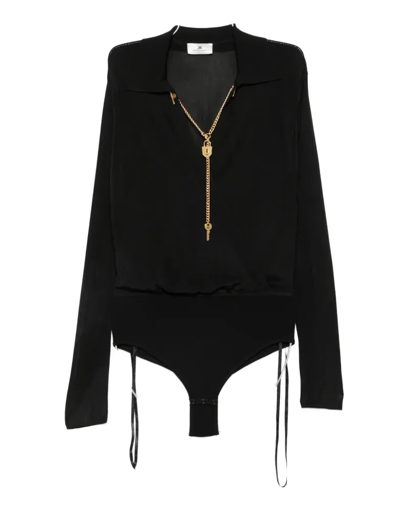 Elisabetta Franchi chain-detail long-sleeve bodysuit - Schwarz Schwarz