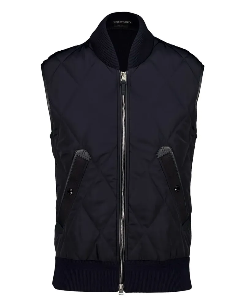 Tom Ford Lederweste mit Rautensteppung - Blau Blau