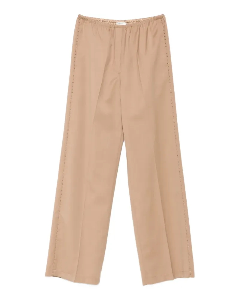 forte_forte Weite Hose mit Perlenverzierung - Nude Nude