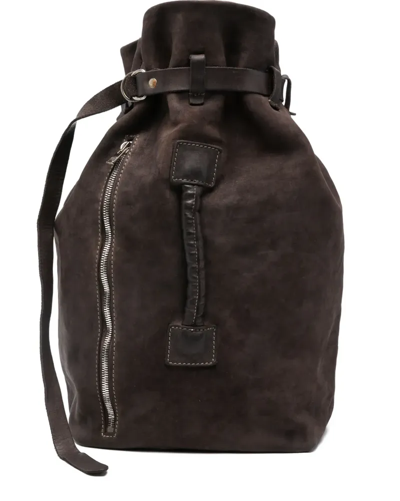 GUIDI Wildleder-Rucksack mit Gürtel - Braun Braun