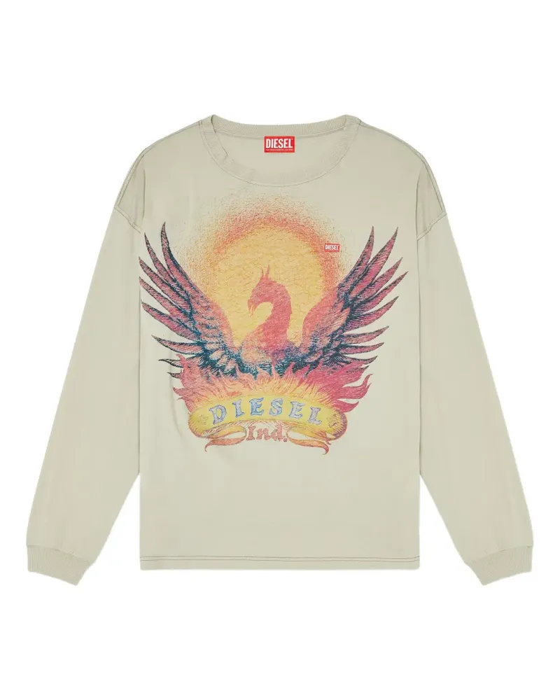 Diesel phoenix-print long-sleeve T-shirt - Nude Nude