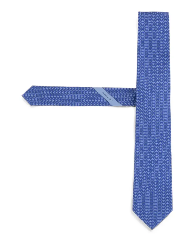 Ferragamo Krawatte mit geometrischem Gancini-Print - Blau Blau