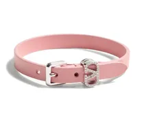 Ovalette Lederarmband mit Swarovski®-Kristallen - Rosa