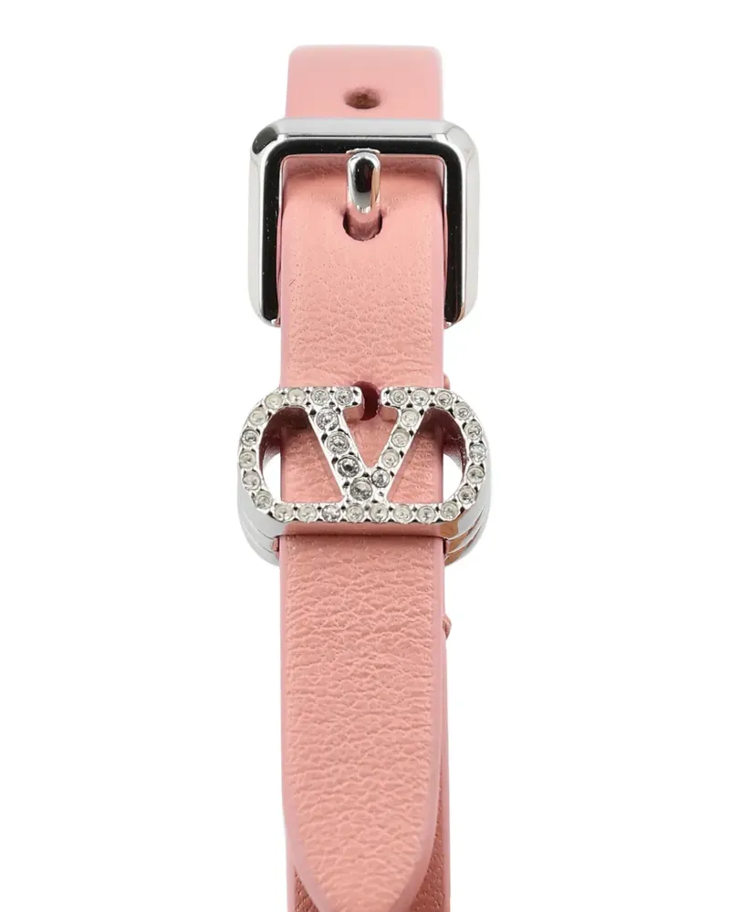 Valentino Garavani Ovalette Armband aus Leder und Swarovski-Kristallen - Silber Silber