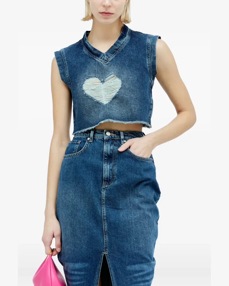 Reward If Found Jeansoberteil im Distressed-Look - Blau Blau