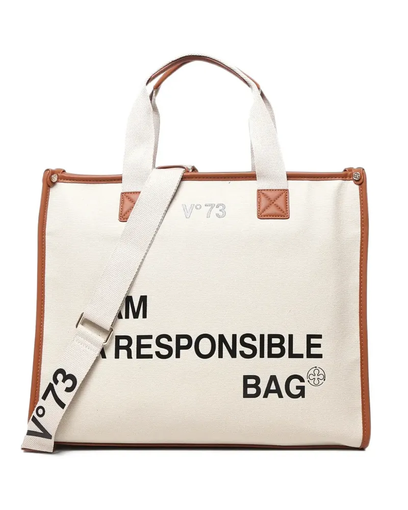V°73 Responsability contrast-trim tote bag - Nude Nude