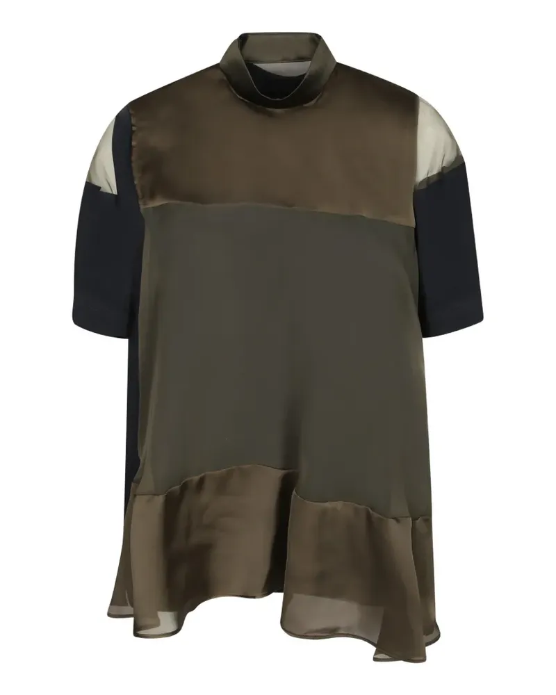 Sacai panelled ruffled blouse - Blau Blau
