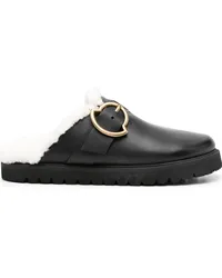 Moncler Mules aus Leder Schwarz