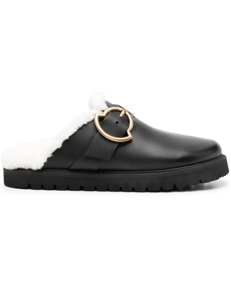 Moncler Mules aus Leder - Schwarz Schwarz