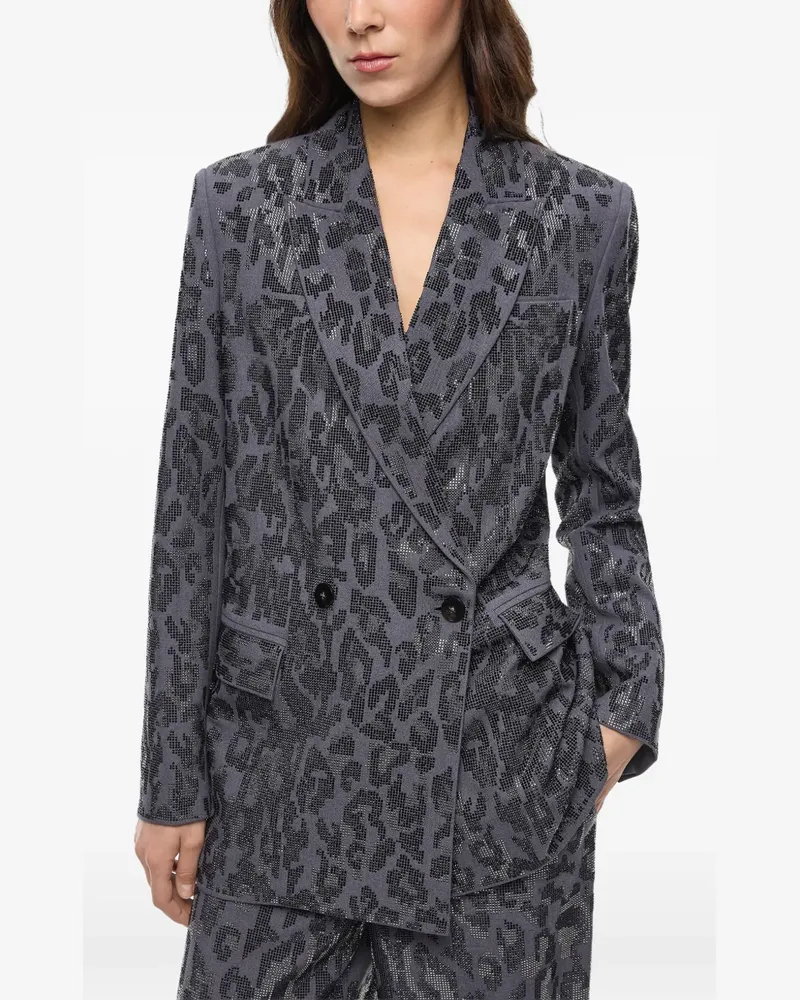 Pinko double-breasted jacket with rhinestones and jaguar motif - Grau Grau