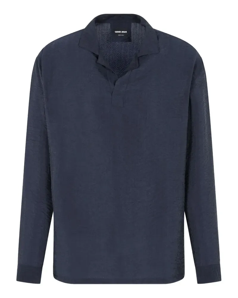 Giorgio Armani Langärmeliges Poloshirt - Blau Blau