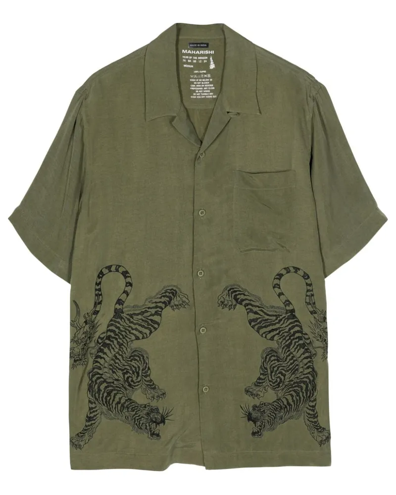 maharishi Hemd mit Tigerstickerei - Grün Grün