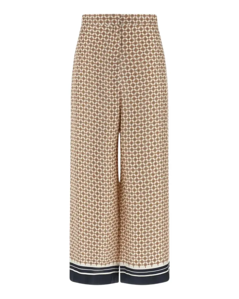 Max Mara Hose aus Seidentwill mit Foulard-Print - Weiß Weiß