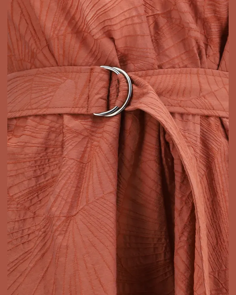 Brunello Cucinelli V-neck belted midi dress - Orange Orange