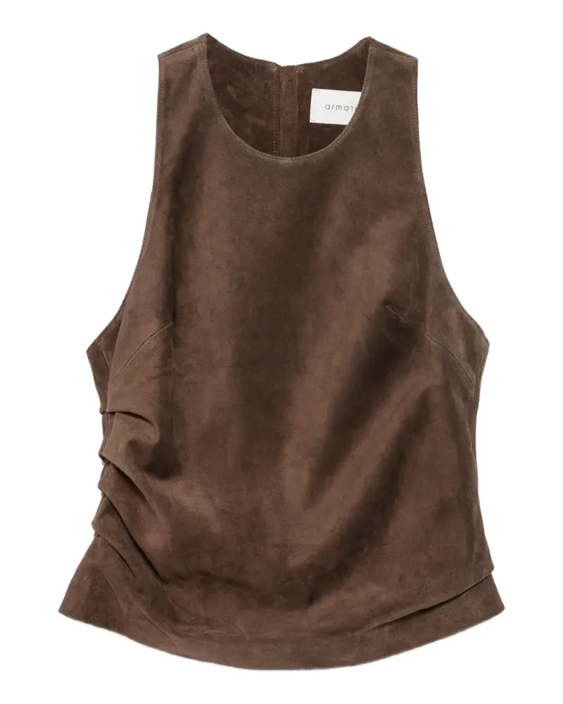ARMARIUM Pernilla ruched suede top - Braun Braun