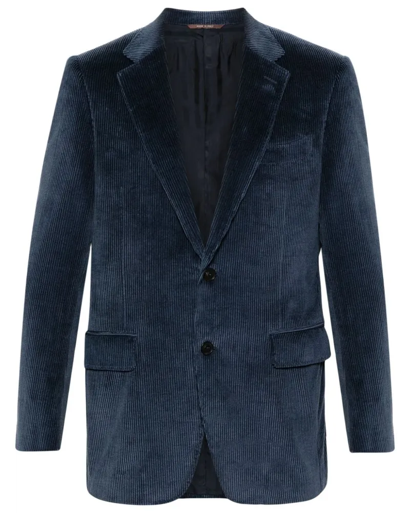 Canali Einreihige Jacke aus Cord - Blau Blau
