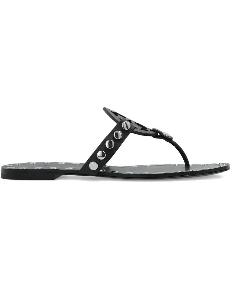 Tory Burch Flache Sandalen mit Nieten - Schwarz Schwarz