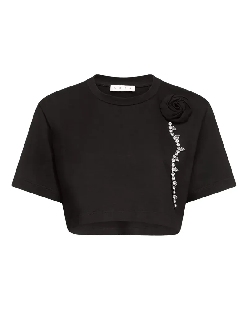 Area Cropped-T-Shirt mit Kristallen - Schwarz Schwarz