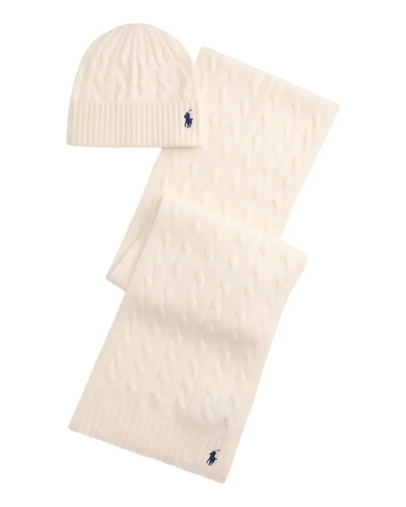 Ralph Lauren cable-knit beanie hat and scarf set of two - Nude Nude