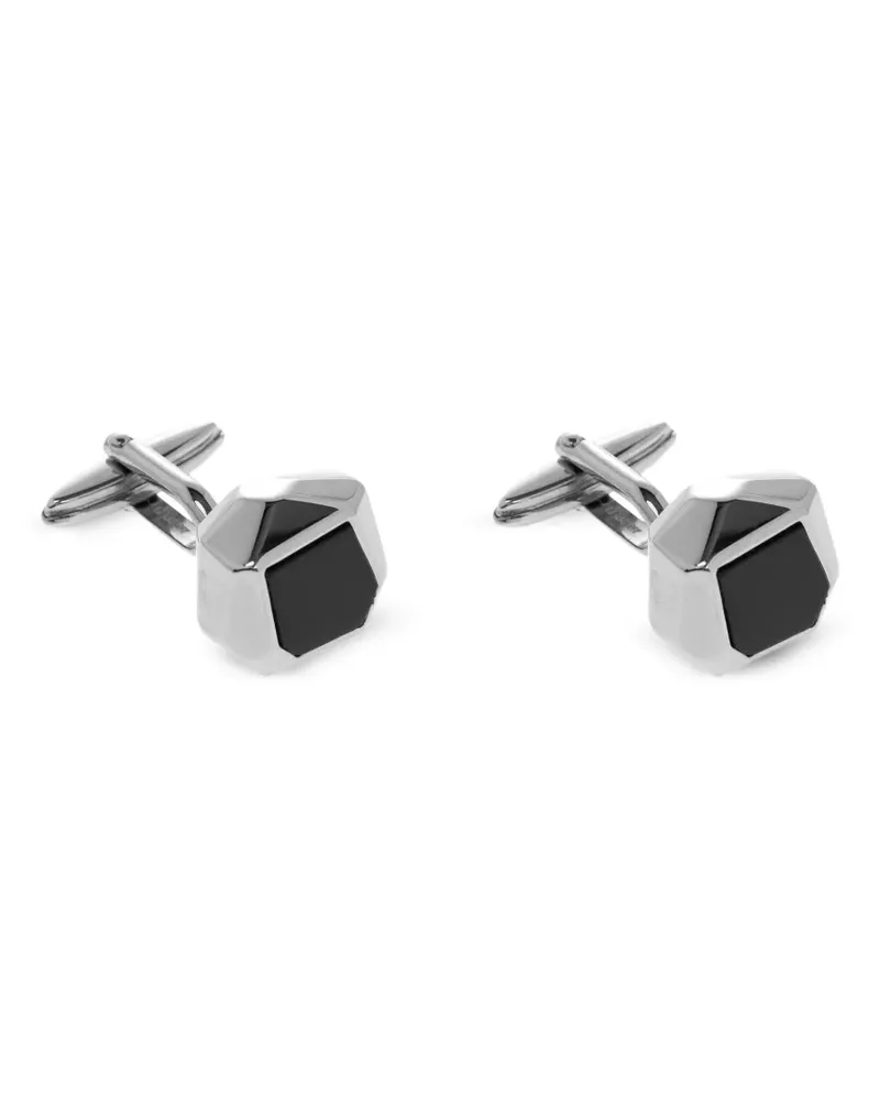 Lanvin Geometrische Manschettenknöpfe - 7 PALLADIUM PLATED ONYX 7