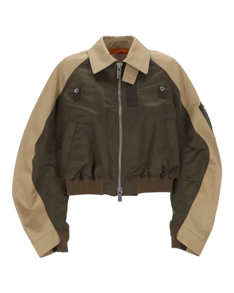 Sacai Bomberjacke in Colour-Block-Optik - Grün Grün