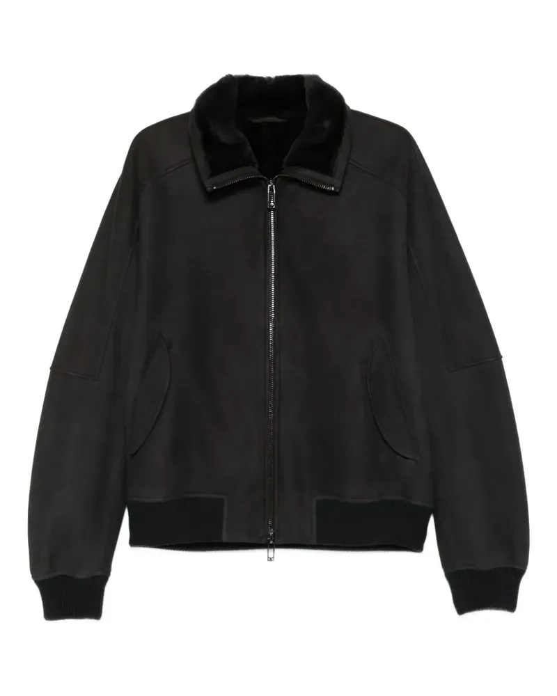 Emporio Armani Reißverschluss-Jacke mit Pelzkragen - Grau Grau