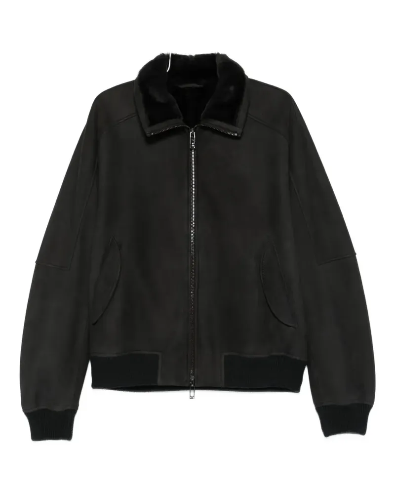 Emporio Armani fur-collar zip-front jacket - Grau Grau