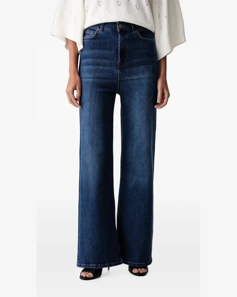 Twin-Set faded-effect wide-leg jeans - Blau Blau